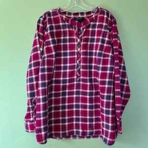 Lands' End flannel plaid tunic, size 18